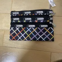LeSportsac 格子模様ポーチ 3ポケット