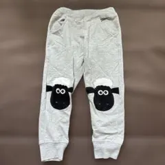 キッズ 100 スウェットパンツ ひつじのショーン ひざデザイン グレー