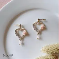 ☆ローズクォーツの可愛いピアス☆天然石！ハンドメイド no.49