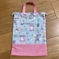 ハンドメイド 体操着入れ お着替え袋 北欧デザイン 花柄 持ち手付き