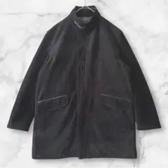 INTERMEZZO/ブラック ステンカラーコート コーデュロイ フード付き