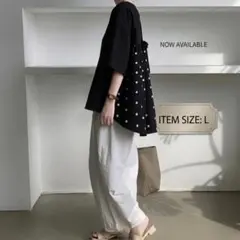 ドット柄 水玉 シャツ ゆったりリボン トップス ブラウス 大きめ L