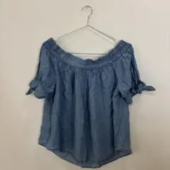 Forever21 デニムブルー オフショルダー シャツ S