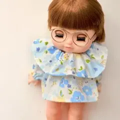 【レミン♡です★】 着せやすい❣️ 596 小花 ブルー 黄 メルちゃん 服 ソラン レミン