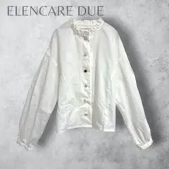 【ELENCARE DUE】　フリル襟ブラウス　ホワイト　F 洗える　コットンのサムネイル