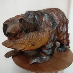 トミヤ作 木彫り 熊 鮭 置き物 北海道 民芸品 - メルカリ
