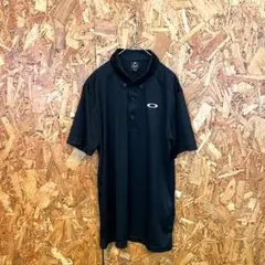 OAKLEY オークリー 半袖ポロシャツ ロゴプリント ドライ素材 ブラック