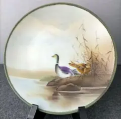 美品『オールドノリタケ　点盛り手描き鳥絵皿』