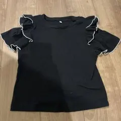 GU フリルスリーブ リブTシャツ ブラックのサムネイル