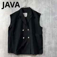 JAVA ノースリーブ　ジャケット　ダブル　ブラック　Sサイズ　ベスト　ゆったりのサムネイル
