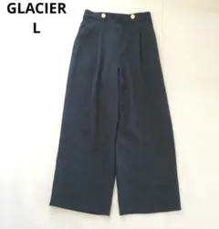 GLACIER　グラシア　ワイドパンツ　ウエストゴム　L　ネイビー　麻