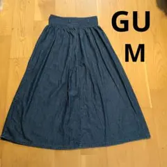 GU デニム フレアスカート ロング丈 マキシ丈 Aライン Mサイズ