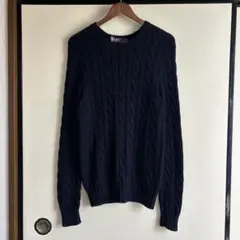 90s ポロラルフローレン コットン ケーブルニットセーター ポニ無し ネイビー