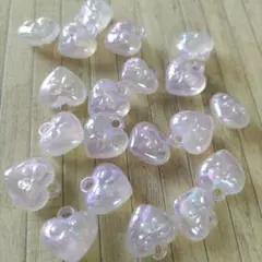 No.88 蓄光メッキアクリルチャーム　ハート　ほんのりピンク【20個】