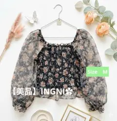 【美品】INGNI✿花柄シャーリングシアーブラウス