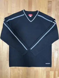 ブラック Vネック ニット・セーター L