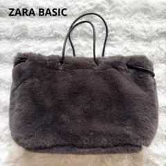 美品✨ザラベーシック ファー ハンドバッグ グレー くすみピンク