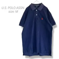 【U.S. POLO ASSN. 】ワンポイント刺繍半袖ポロシャツ M ネイビー