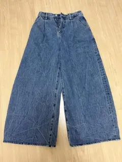 moussy デニム　ワイド　WAVY TUCK BAGGY