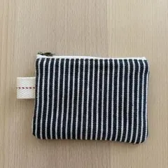 ミニポーチ　ヒッコリー　ハンドメイド　アクセサリーケース　ポーチ