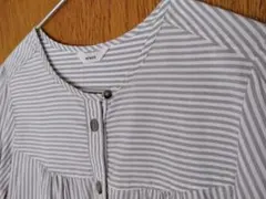 ★ワンコインSALE★ NIMES シルク混 ストライプ長袖ブラウス