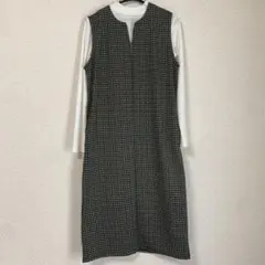 千鳥格子柄 ノースリーブ ロングワンピース Mサイズのサムネイル