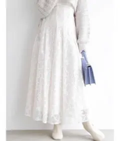 MERCURYDUOハンガー付き アイボリー ホワイト フレアスカート レース