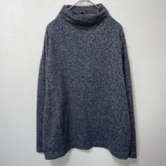 ユニクロ　タートルネック　ニットセーター　長袖　グレー　マーブル　シンプルXL