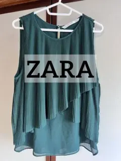 ZARA TRAFALUC プリーツ レイヤード ノースリーブ ブラウス