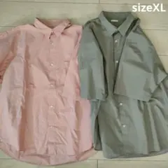 2点セット●XL●ジーユー●半袖シャツ●ピンク●グレーのサムネイル