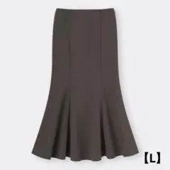 GU カットソーマーメイドロングスカート ダークブラウン 【L】