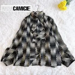 【ナラカミーチェ】イタリア製グラデーションスクエアドレープフリルブラウス　長袖