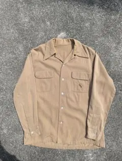 50s ギャバジン オープンカラーシャツ 40s vintage ビッグサイズ 