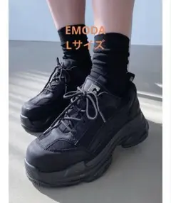 美品】JEANASISランダムアウトソールスニーカー ブラック M 厚底