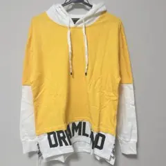 パーカー黄色と白のシンプル、プルオーバー