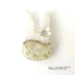 《No.2196❀》ハンドメイド　レジンヘアゴム　ホワイトゴールド　うさぎ