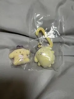 ふわふわフロッキーマスコット　カラフルカラビナマスコットチャーム　ポムポムプリン