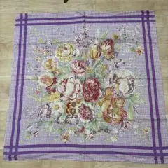 新品 ヴィンテージ Ralph Lauren チェック花柄シルクスカーフ 大判