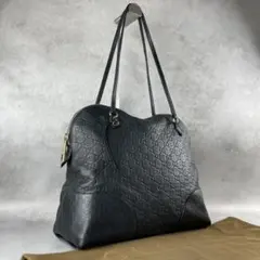 美品✨GUCCI トートバッグ ボストン ハンド ggシマ チャーム ブラック