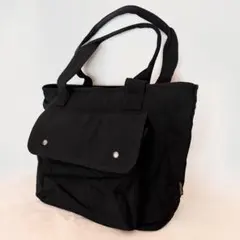 新品✨大容量 キャンバス トートバッグ A4 ファスナー・ポケット付き 黒のサムネイル