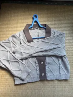 ダイヤモンド模様 ベージュ カーディガン Mサイズ