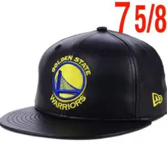 訳あり傷⭐️７5/8ウォリアーズfauxレザーnew eraゴールデンステート