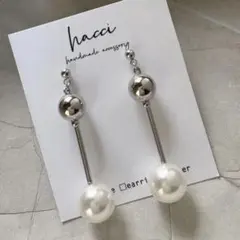 #487 スワロフスキーパール×シルバーボールスティックS ピアス/イヤリング