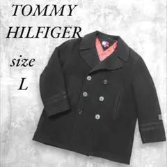 TOMMY HILFIGER メルトンウールPコート ダークネイビー L 訳あり
