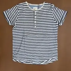 NATURAL LAUNDRY ボーダー ヘンリーネック Tシャツ サイズ2のサムネイル