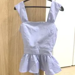 水色 リボン　ビスチェ