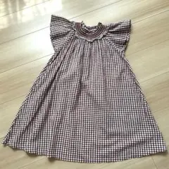 アプレレクール　キッズ　女の子　子供服　ワンピース　ブラウン　チェック　綿　麻
