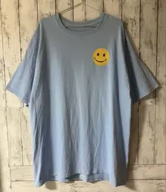 【激レア】Hanes ヘインズ スマイル ビッグプリント Tシャツ 水色 2XL