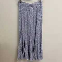 ZARA ザラ 青系 小花柄 フレア ロングスカート 裾フリル 新品 Sサイズ