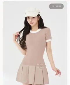 ダーリッチ Darich ベルトデザインロゴプリーツニットミニワンピース